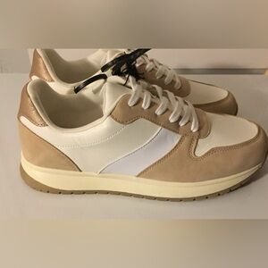 Time Tru Stylish Tan and White Men's Sneakers